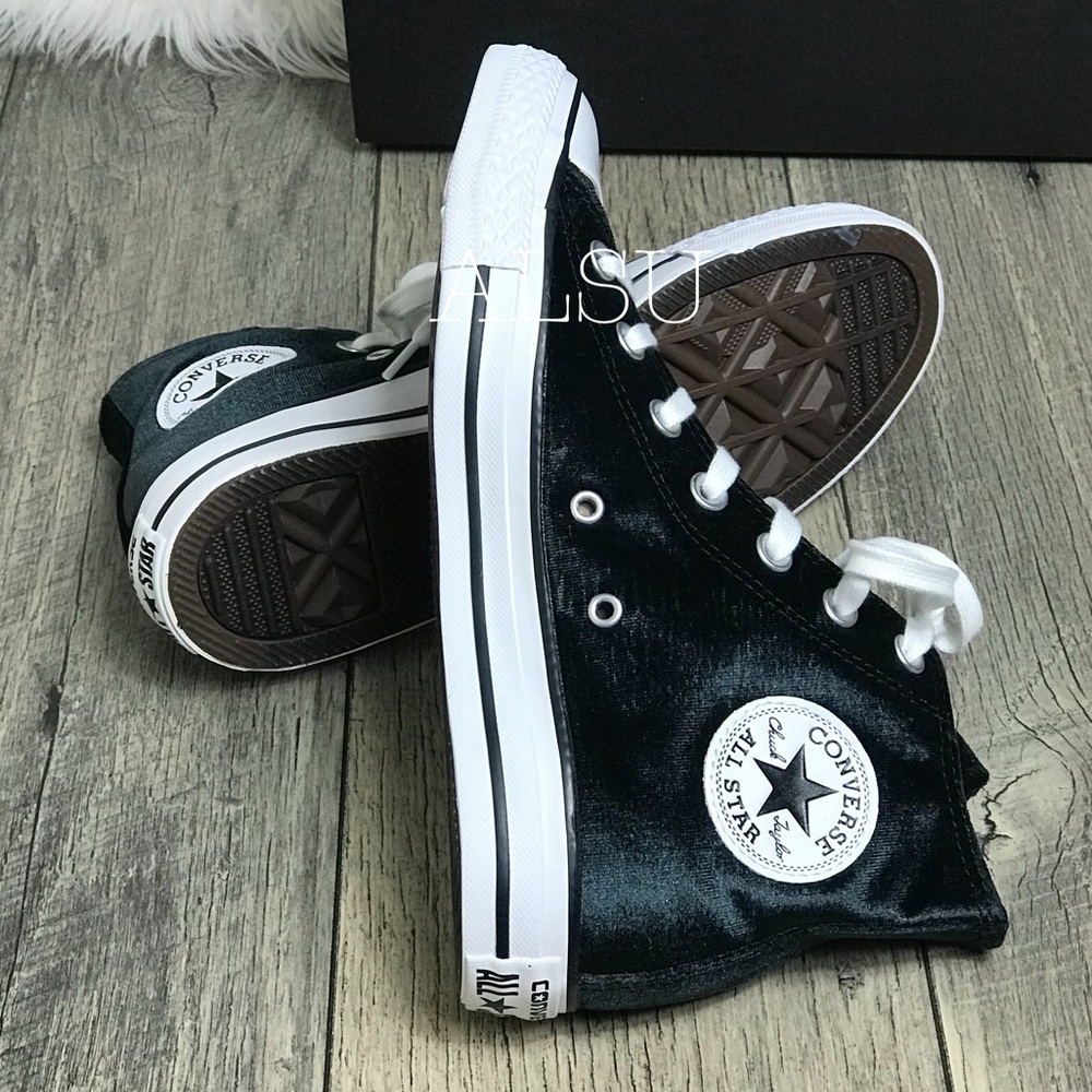 Converse Ctas Hi Velvet Black White W AUTHENTIC - Picture 5 of 7